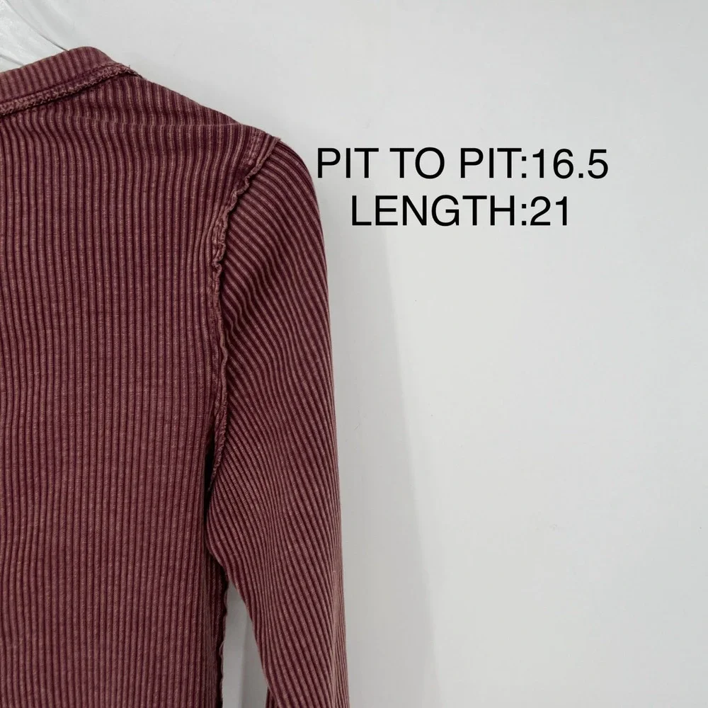 Free People Top womens M Maroon Ribbed Tight Boho Indie We The Free Basic